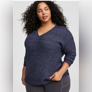 TORRID Waffle Drop Shoulder V-Neck Pullover-Iver sized Sweater-Size 00/M/L